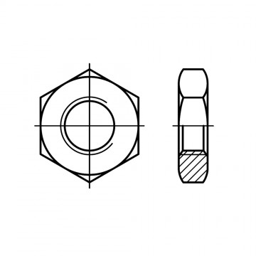 Гайка М16 шестигранная низкая с фаской, сталь, цинк, хром DIN 439