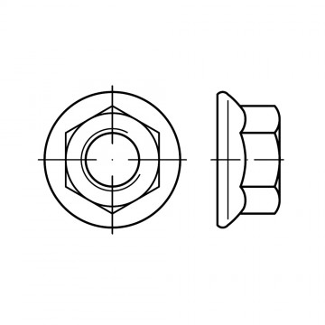 Гайка М10 шестигранная с фланцем, сталь 8, цинк DIN 6923