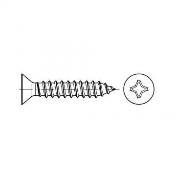 Винт 2,2х6,5 саморез с потайной головкой, крестообразный шлиц, сталь, цинк DIN 7982