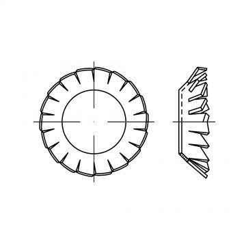 Шайба 3,2 стопорная, с внешними зубцами (вогнутая), сталь, цинк DIN 6798