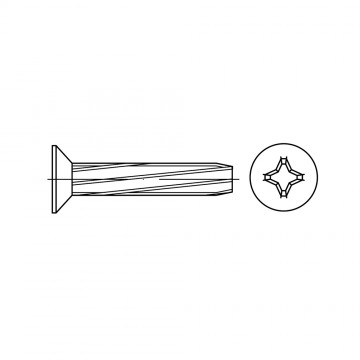 Винт 3х6 самонарезающий потайная головка крестообразный шлиц РН, сталь, цинк DIN 7516