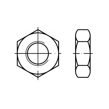 Гайка М10 низкая, шестигранная, левая резьба, сталь, цинк DIN 936
