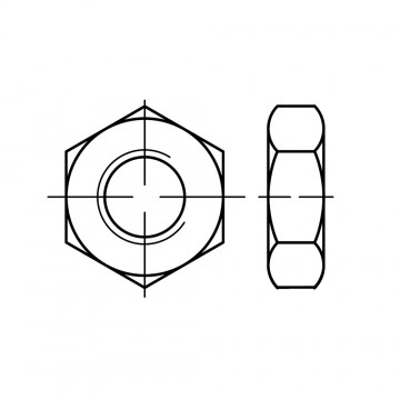 Гайка 10 шестигранная, низкая, с фаской, латунь, никель ISO 4035