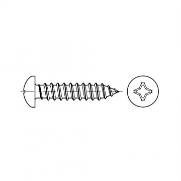 Саморез 2,2х9,5 с полукруглой головкой крестообразный шлиц PH форма F, сталь, цинк ISO 7049