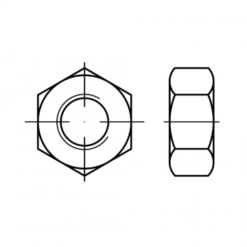 Гайка 10х1 шестигранная с мелкой резьбой, сталь ISO 8673