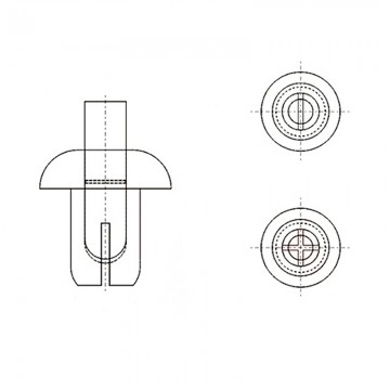Пистон монтажный 4х6 полукруг нажимной, белый, нейлон (под панель 3,5-4,5) 8G4054.0х4.5