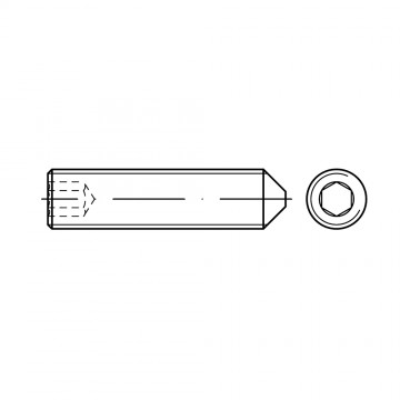 Винт М10х10 установочный, внутренний шестигранник, заостренный конец, сталь DIN 914