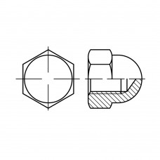 DIN 1587 Гайка 16 колпачковая, высокая, шестигранная, латунь, никель, хром