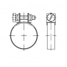 DIN 3017 Хомут 13/ 9 червячный форма В, сталь, цинк