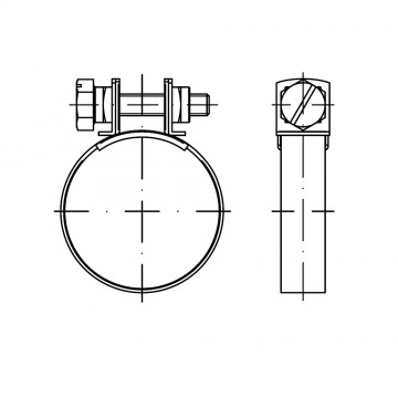 Хомут 17/ 9 червячный форма В, сталь, цинк DIN 3017