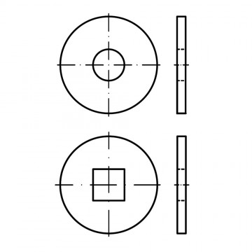 Шайба 6,6 плоская, увеличенная, квадратное отверстие, сталь, цинк DIN 440