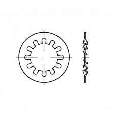 DIN 6797 J Шайба 4,3 стопорная, с внутренними зубцами, сталь, цинк