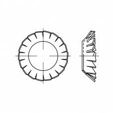DIN 6798 V Шайба 6,4 стопорная, с внешними зубцами (вогнутая), сталь