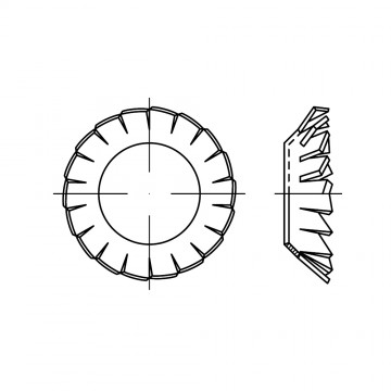 Шайба 6,4 стопорная, с внешними зубцами (вогнутая), сталь DIN 6798 V