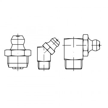 Пресс-масленка UNC 1/8 под углом в 90°, форма А, сталь 5.8, цинк DIN 71412