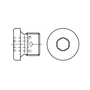 Пробка 8х1 резьбовая с фланцем, сталь DIN 908