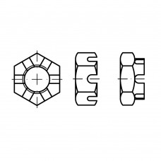 DIN 979 Гайка 16 корончатая, низкая, сталь