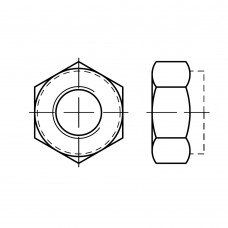 ISO 10511 Гайка 16 шестигранная с нейлоновой вставкой, сталь, цинк
