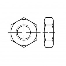 ISO 4035 Гайка 10 шестигранная, левая резьба, низкая, с фаской, сталь, цинк