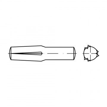 Штифт 6х28 забивной, цилиндрический с насечкой, сталь ISO 8741