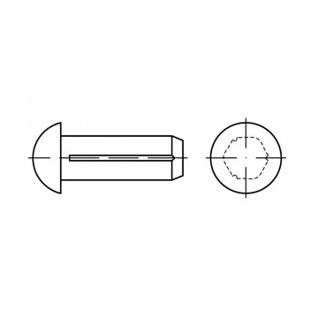 Штифт 1,6х6 насеченый с полукруглой головкой, алюминий ISO 8746