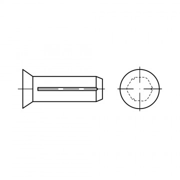 Штифт 6х15 насеченный с потайной головкой, сталь ISO 8747