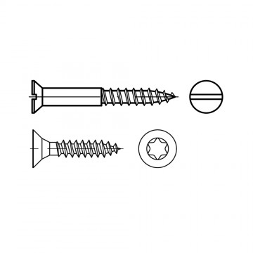 Шуруп 6х90 по дереву потай шлиц, сталь нержавеющая А2 DIN 97