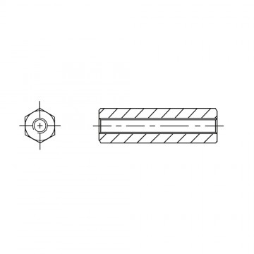 Стойка 4-40х5 шестигранная, латунь, никель (вн/вн, SW=5, UNC) 110х05