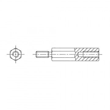 Стойка 4-40 шестигранная, латунь, никель (вн/нар, SW=5, UNC) 2100х05/10