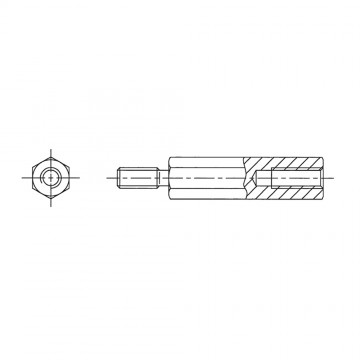 Стойка М2х5х10 шестигранная, сталь, цинк (вн/нар, SW=4) 221х05