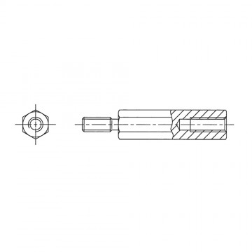 Стойка М6х15х25 шестигранная, сталь нержавеющая (вн/нар, SW=10) 249х15
